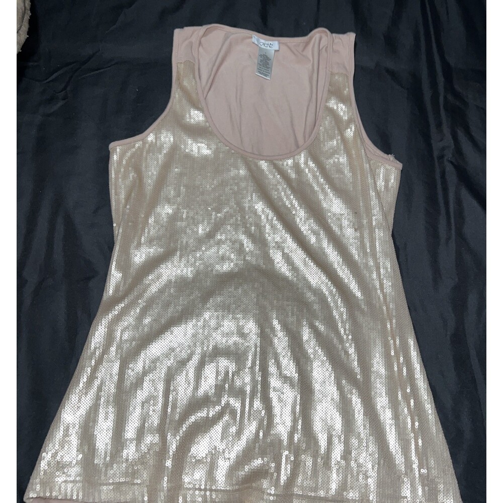 Vintage Cache Womens Tank Top Size Sm Metallic Shimmer Pink Y2K Festival Sexy